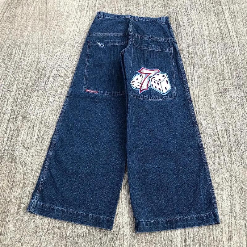 Men's Jeans Aesthetic Casual Baggy Hip Hop Wide Leg Men Y2K Harajuku High Quality Embroidered Denim Pants Trousers Streetwear