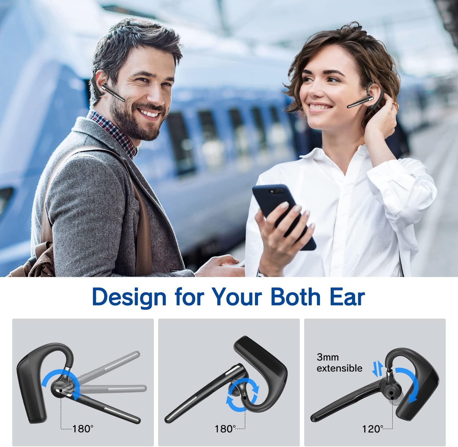 Ngsod Wireless Headphones With Microphone 90 tech73 Days Standby 110 Hours Talktime, Bluetooth Earphones Use Cell Phone VPC Tablet Laptop Computer