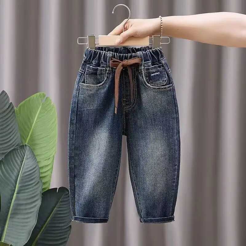 Jeans Boys Pants Spring and Autumn 2024 New Childrens Fashionable Loose Fit Jeans Boys and Baby Autumn Wear Trousers