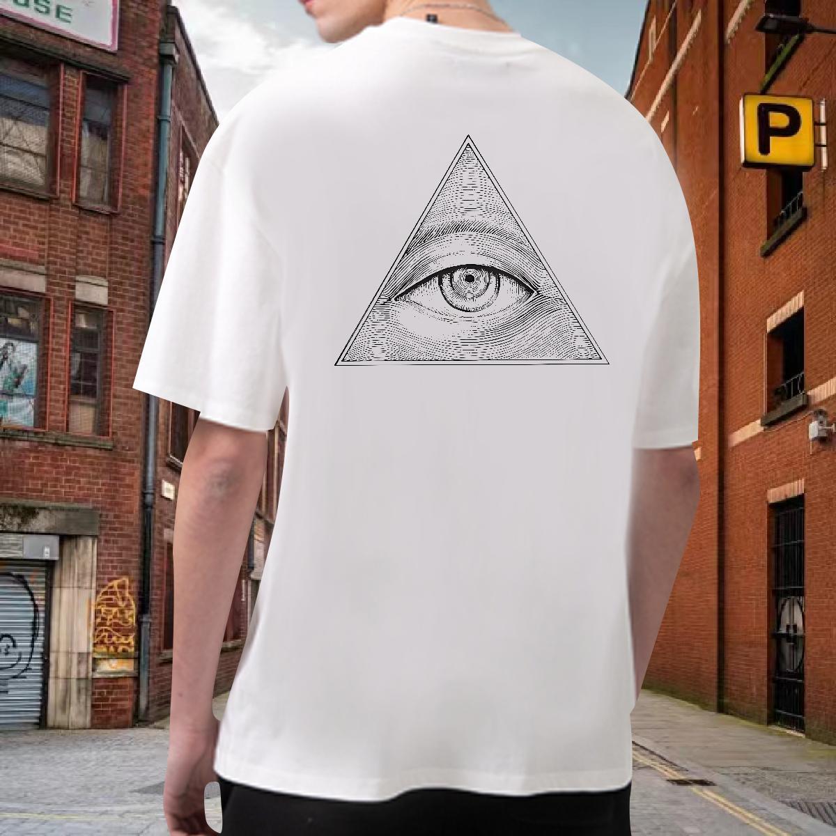 Classic Casual T-Shirts for Men eye of the devil Clothings 230g Cotton Casual Beach Wholesale Asian Size O-Neck Short Sleeve Men Tshirts