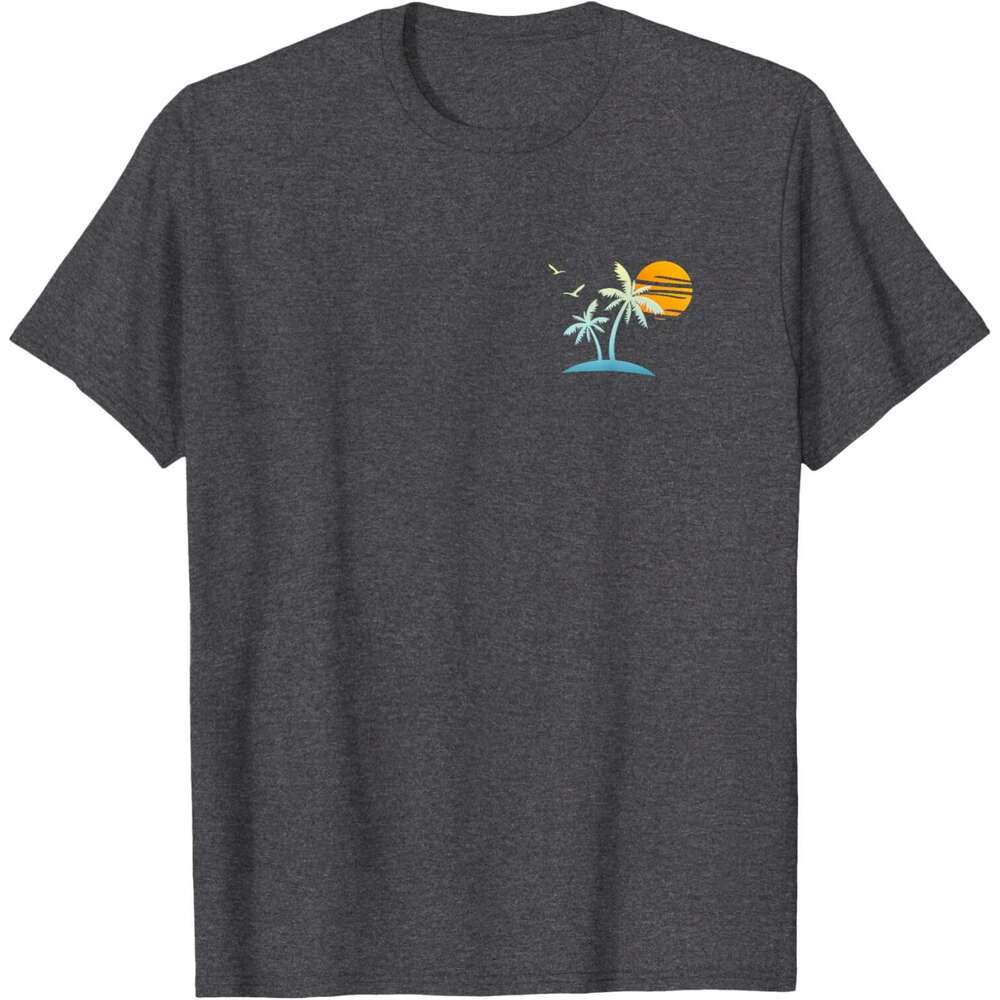 Mens T shirt Front and Back Tropical Heartbeat Beach Island Sunset T-Shirt shirts tshirt graphic tee Casual tops summer clothes Short sleeve Free ship
