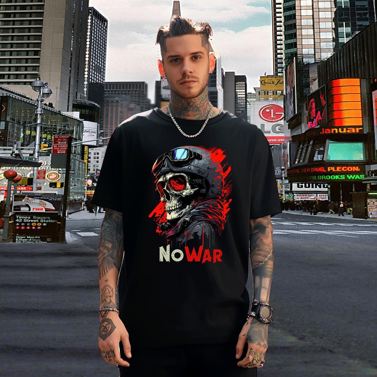 2024 Summer Man T Shirts skull Wear 230g Pure Cotton Sport Classic DIY Anime Round Neck Short Sleeve Men Clothes T-Shirt