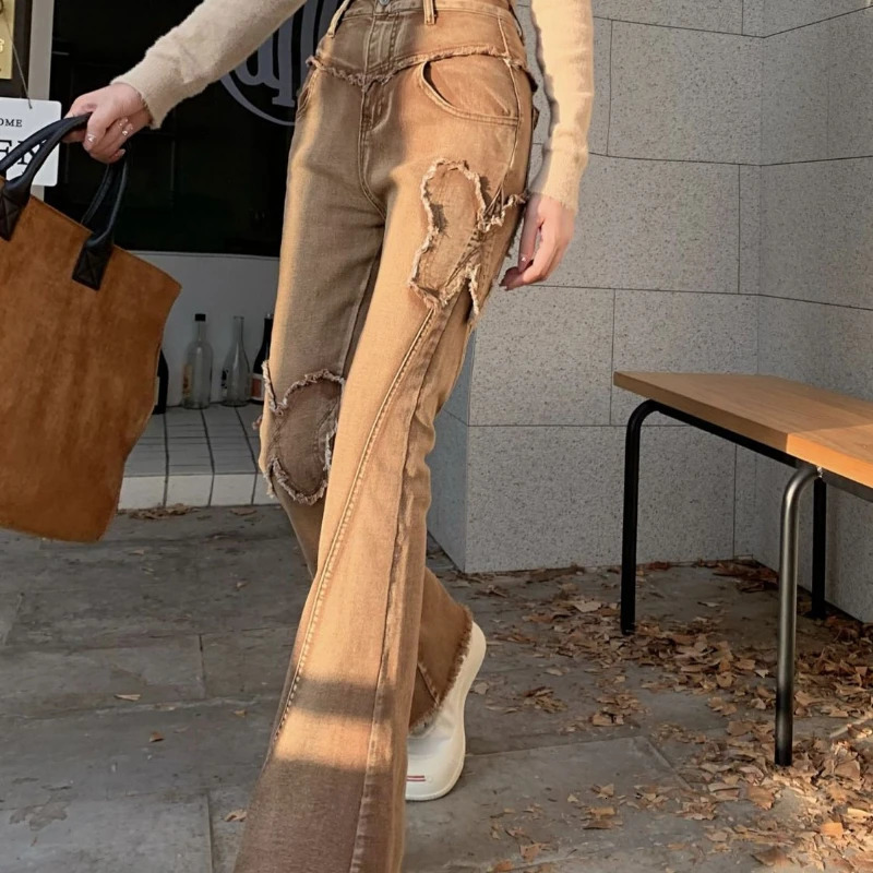 Neploe Streetwear Y2K Vintage Wide Leg Trousers Butterfly Spring Harajuku tie Bell-Bottoms Stretch Casual High Waist Pants 240807