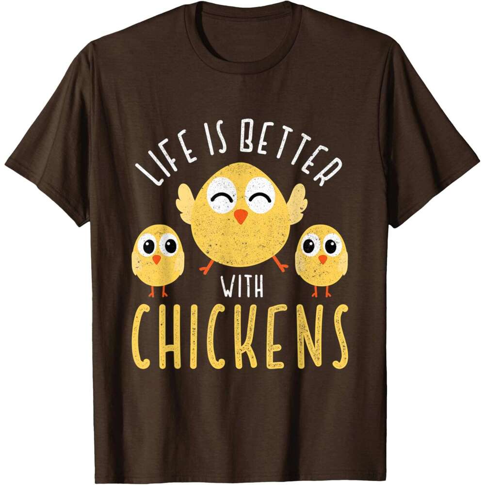 Mens T shirt Life is better with Chickens Funny Chicken Farming Design T-Shirt shirts tshirt graphic tee Casual tops summer clothes Short sleeve Free 