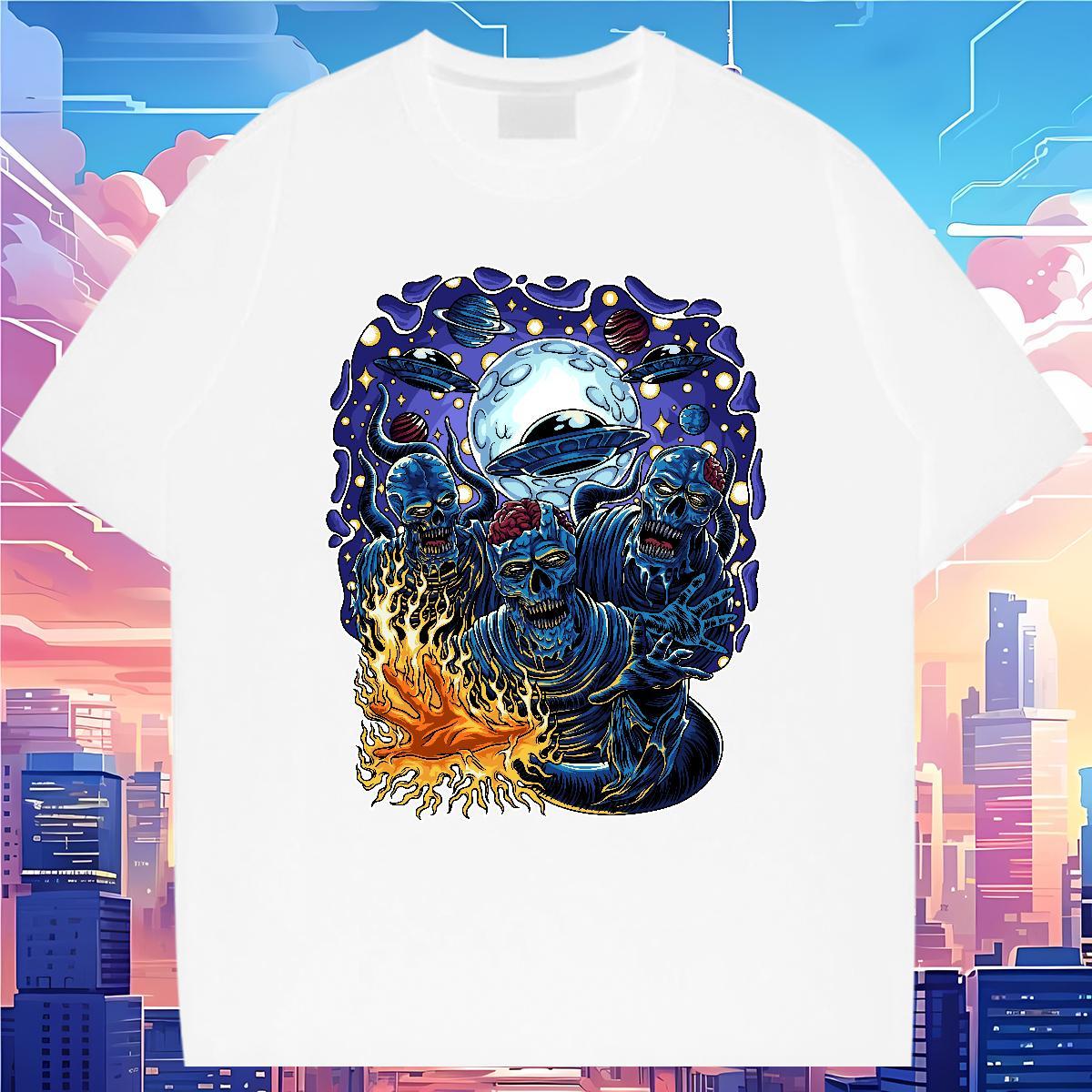 Designer Men T Shirts ET Clothes 230g Pure Cotton Street Wear High Quality Cartoon Print Short Sleeve Soft Men Tshirts