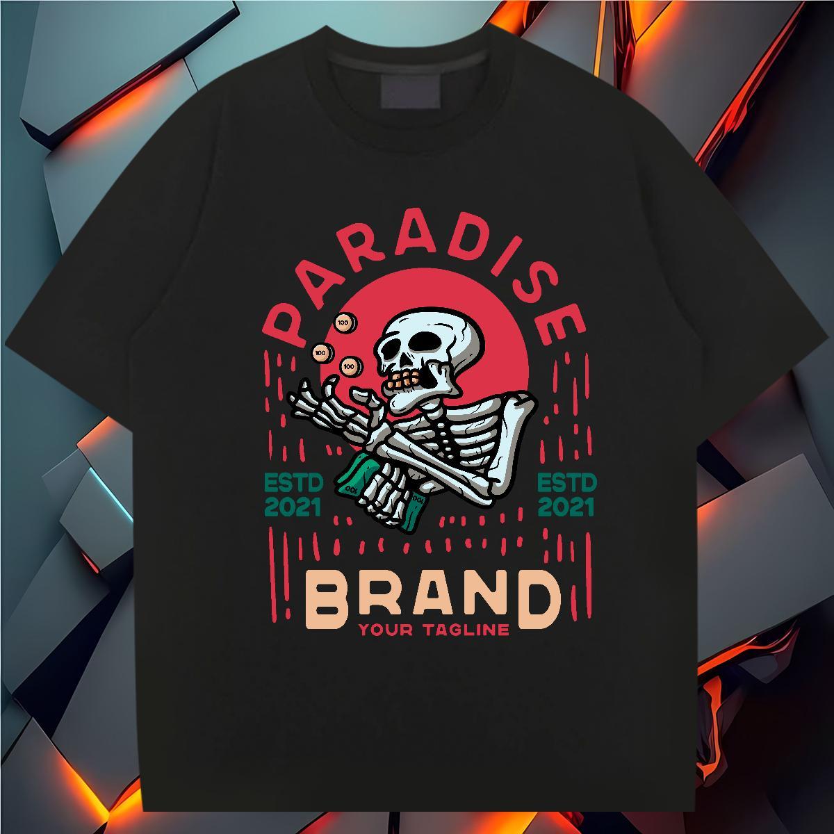 Free Shipping T Shirts Men skull Top Tees 230g 100% Cotton Street High Quality Graphic Breathable Short Sleeve Mens Tshirts