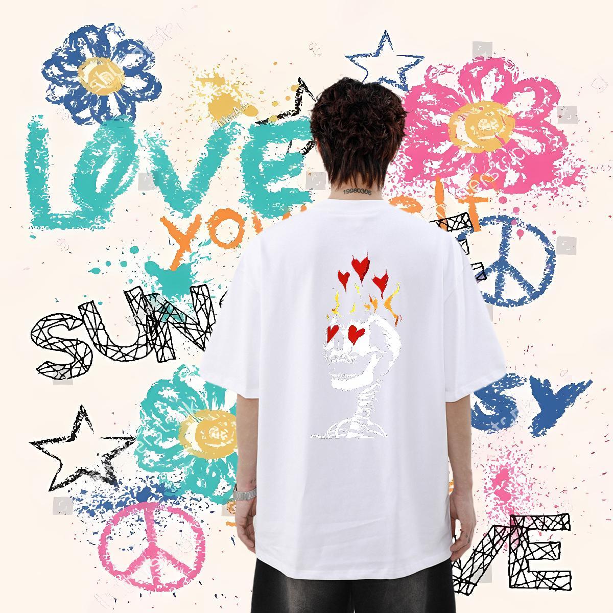 Fashion Design T Shirt For Man skull Top Tees 230g Cotton Summer Casual TOP Quality Customized Breathable Short Sleeve Couples T Shirts