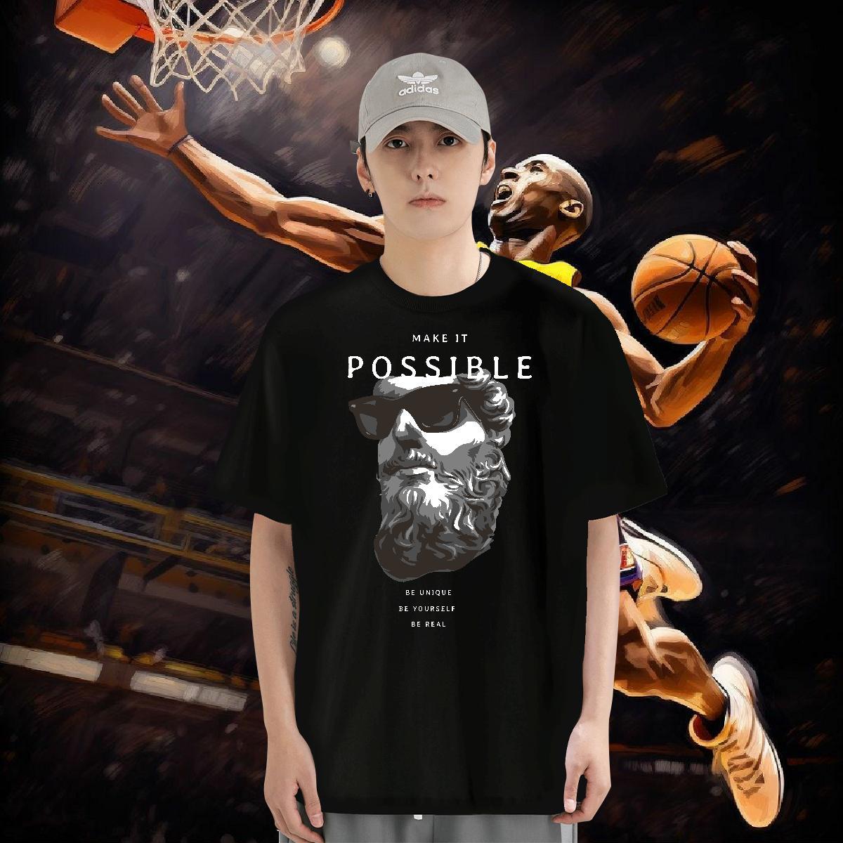 2024 New T-Shirts for Men portrait Tops Shirt 100% Cotton 230g Sports Casual Unisex Cartoon Printing L-4XL O-Neck Short Sleeve Tshirt for Man Woman