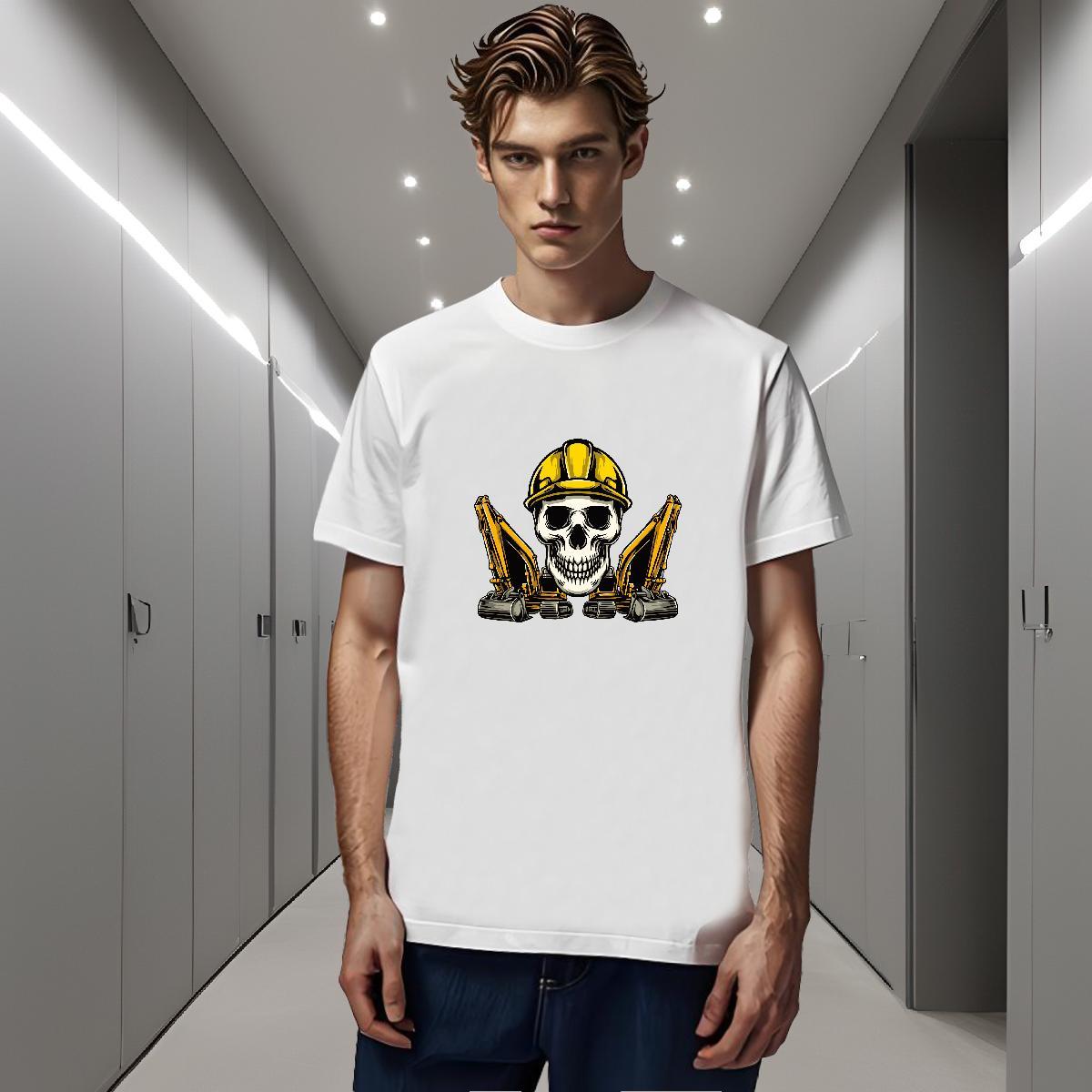 Fashion New Man T Shirts skull Tee Shirt 230g 100% Cotton Outdoor Brand DIY Pure Cotton Mens Tshirts
