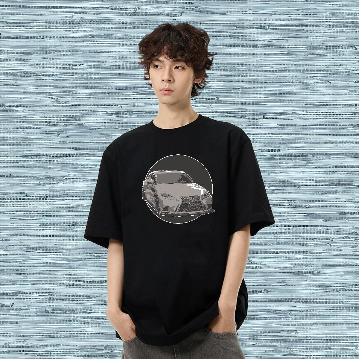 Fashion Man T Shirts car Tee Shirt 230g Pure Cotton Beach Wholesale Graphic O-Neck Short Sleeve Tshirt for Man Woman