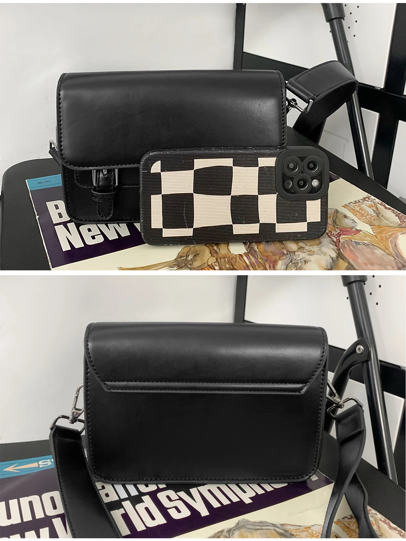 Mini black shoulder retro PU leather cross body mens messenger bag suitable for daily use 240807 06f7