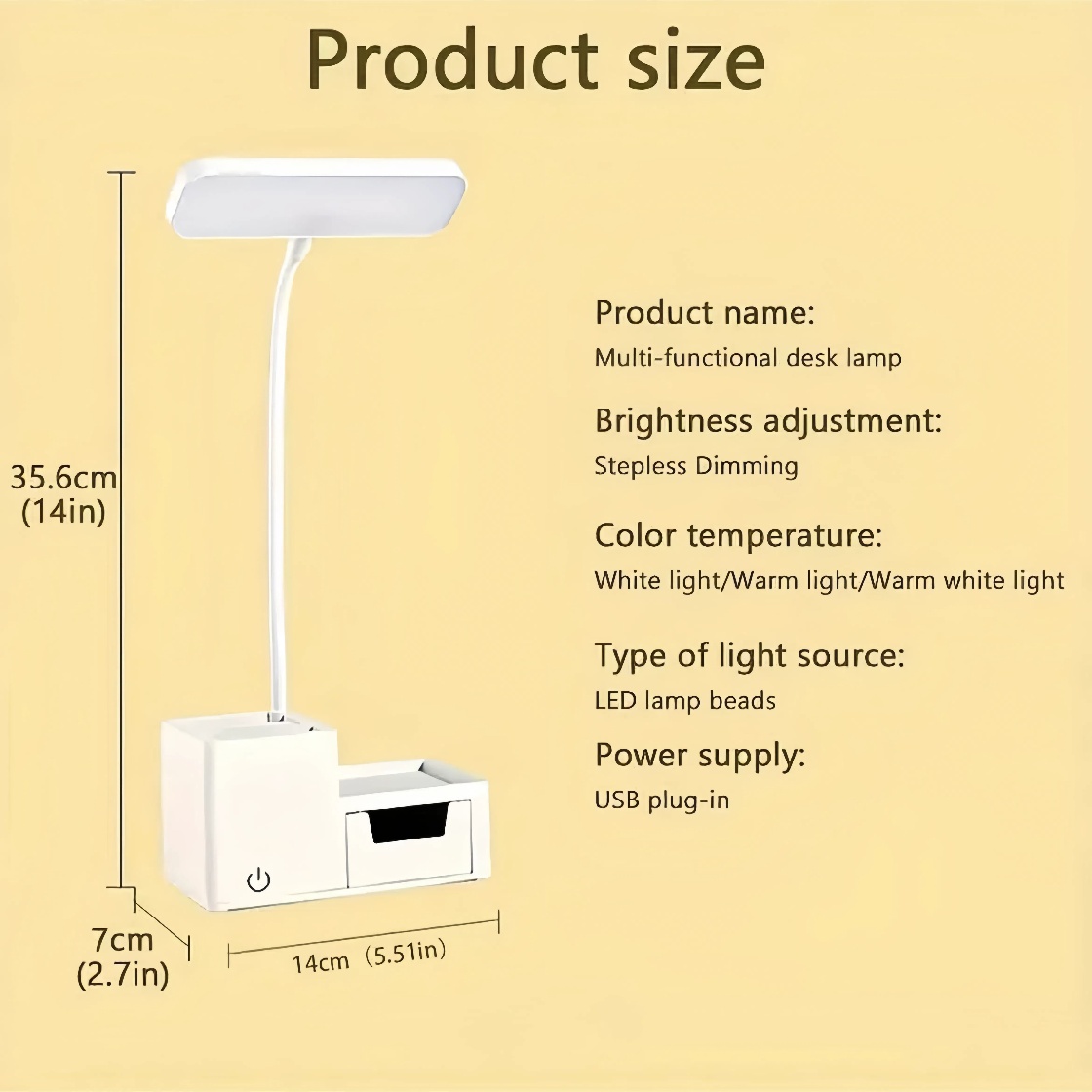Adjustable LED Worklight with Intuitive Touch Controls - Eye Care, Multiple Colors, Storage Box & Pen Stand