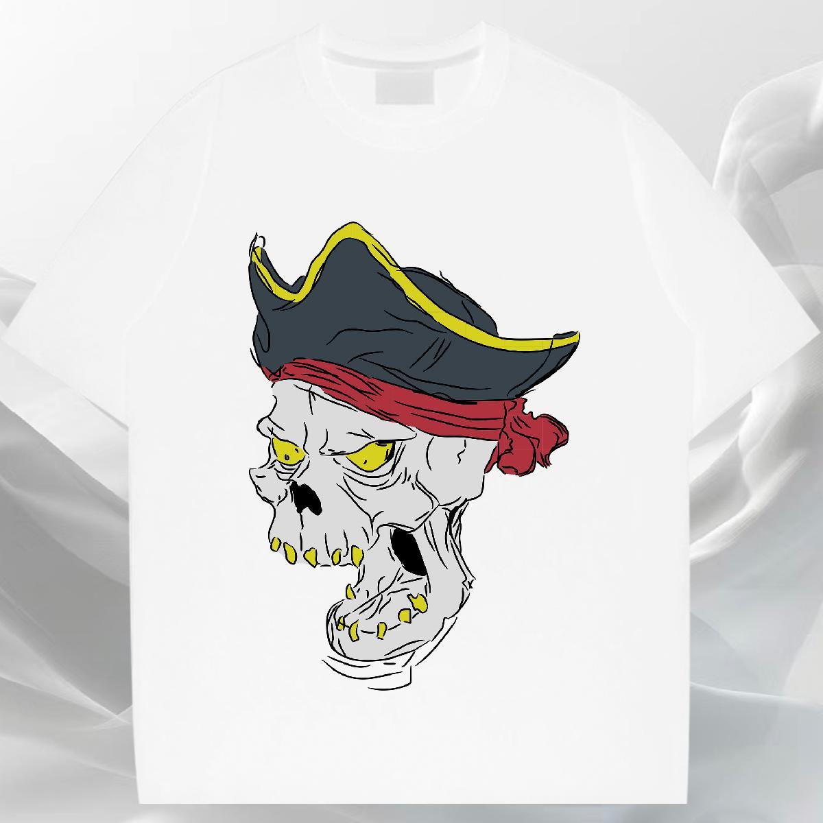 New Arrival T-Shirts for Men skull Clothes 230g Pure Cotton Street Wear Free Shipping DIY Printed Crew Neck Breathable Couples T Shirts