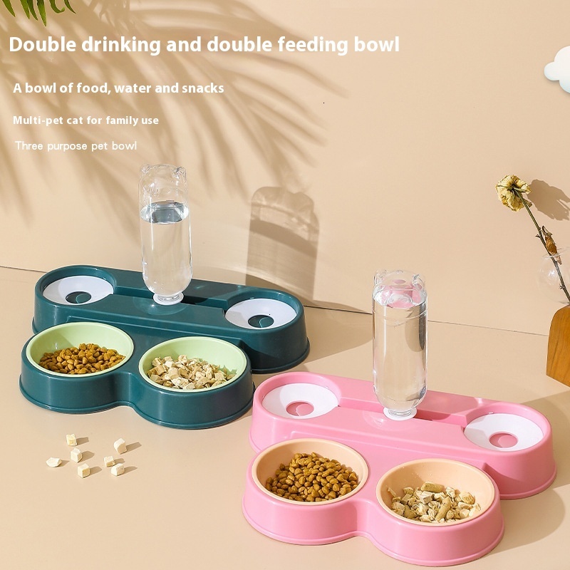 New pet dog feeder, integrated dispenser, knock anti slip cat bowl, four bowl automatic water and food dispenser