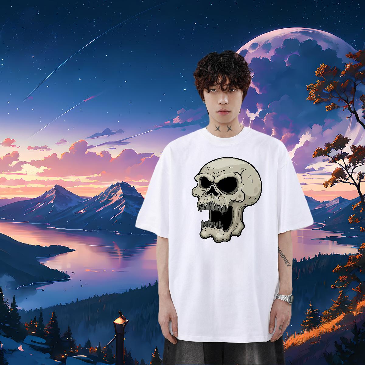 Wholesale T Shirt For Man skull Tops Tees 230g Cotton Casual Daily Wear Classic Graphic O-Neck Short Sleeve Couples T Shirts
