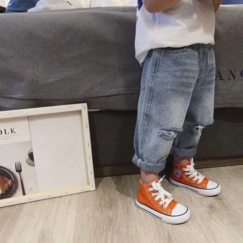 Jeans Boys Jean Pants Long Trousers Cotton 2024 Blue Spring Autumn Babys Kids Pants High Quality Childrens Clothing