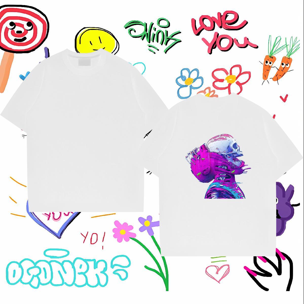 Fashion New T Shirt For Man skull Top Tees 230g Cotton Hip Hop Street Loose Fit Custom Big Size Short Sleeve Soft Couples T Shirts