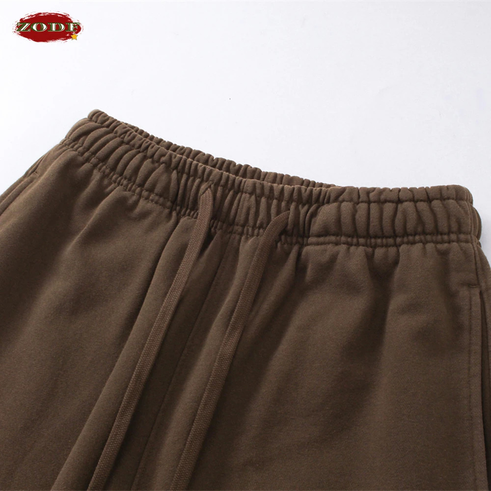 ZODF Retro Autumn Mens Washed Pants Unisex Heavy Weight 450gsm Sports Knitted Straight Trouser Clothes HY0916 240806
