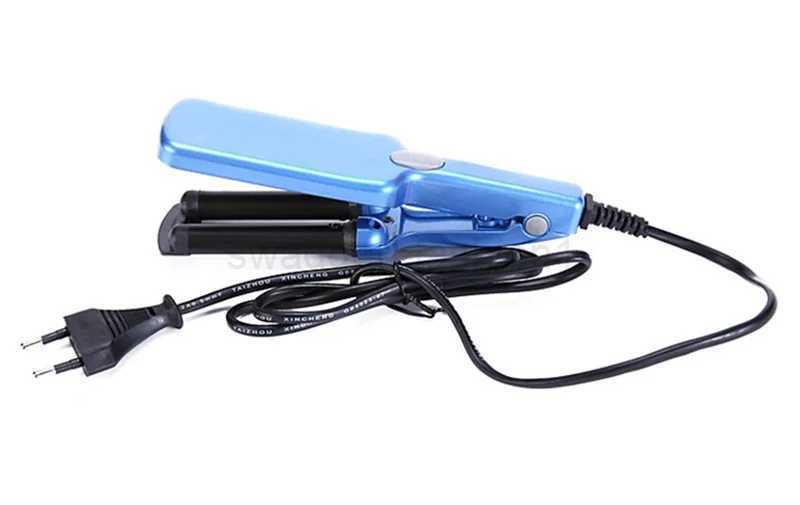 Blue Hair Curler Mini 3 Barrel Curling Iron Flat Ceramic Hair Tools Professional Crimper Tongs Curling Wand Salon Styling ToolsXJ240807