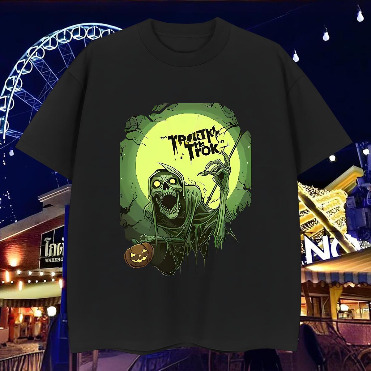 New Mens T Shirts halloween Wear 230g Pure Cotton Daily Outfit Cool Design Oversized 4XL O Neck Short Sleeves Men Tops Tees