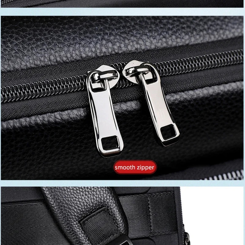 100% genuine leather mens backpack 156inch laptop USB charging antitheft waterproof large capacity travel bag 240807