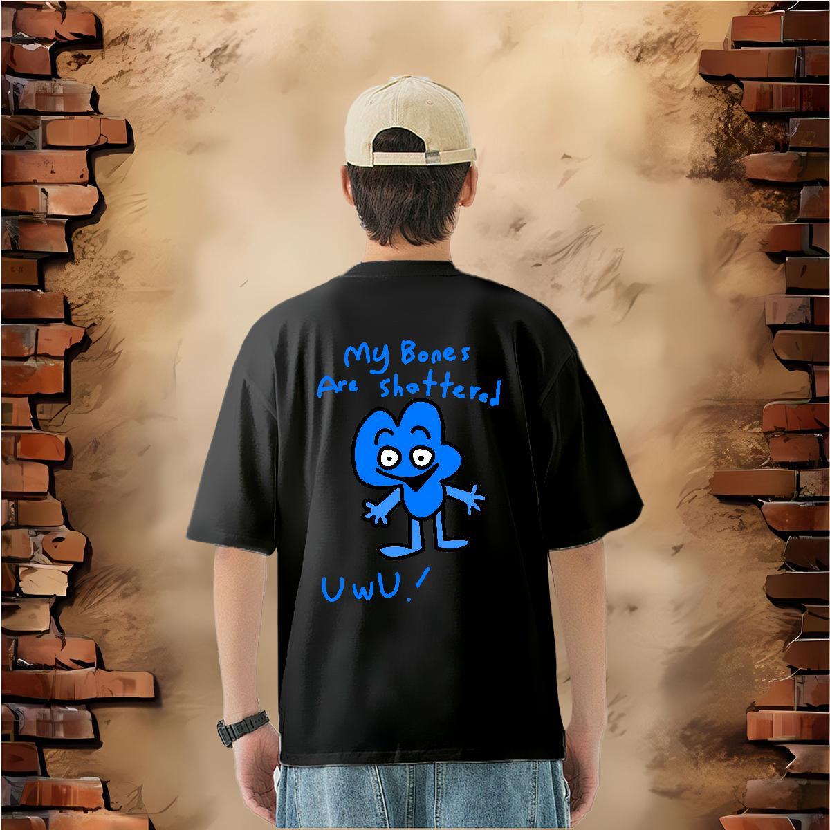 Fashion Men T Shirts blue Clothes 230g Pure Cotton Daily Outfit Designer DIY Printed O-Neck Short Sleeve Men Tees