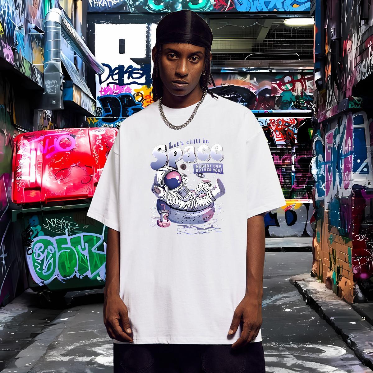 Stylist Mens T Shirts spaceman Polos 230g Cotton Home Outdoor Popular Asian Size Round Neck Short Sleeve Mens Tshirts