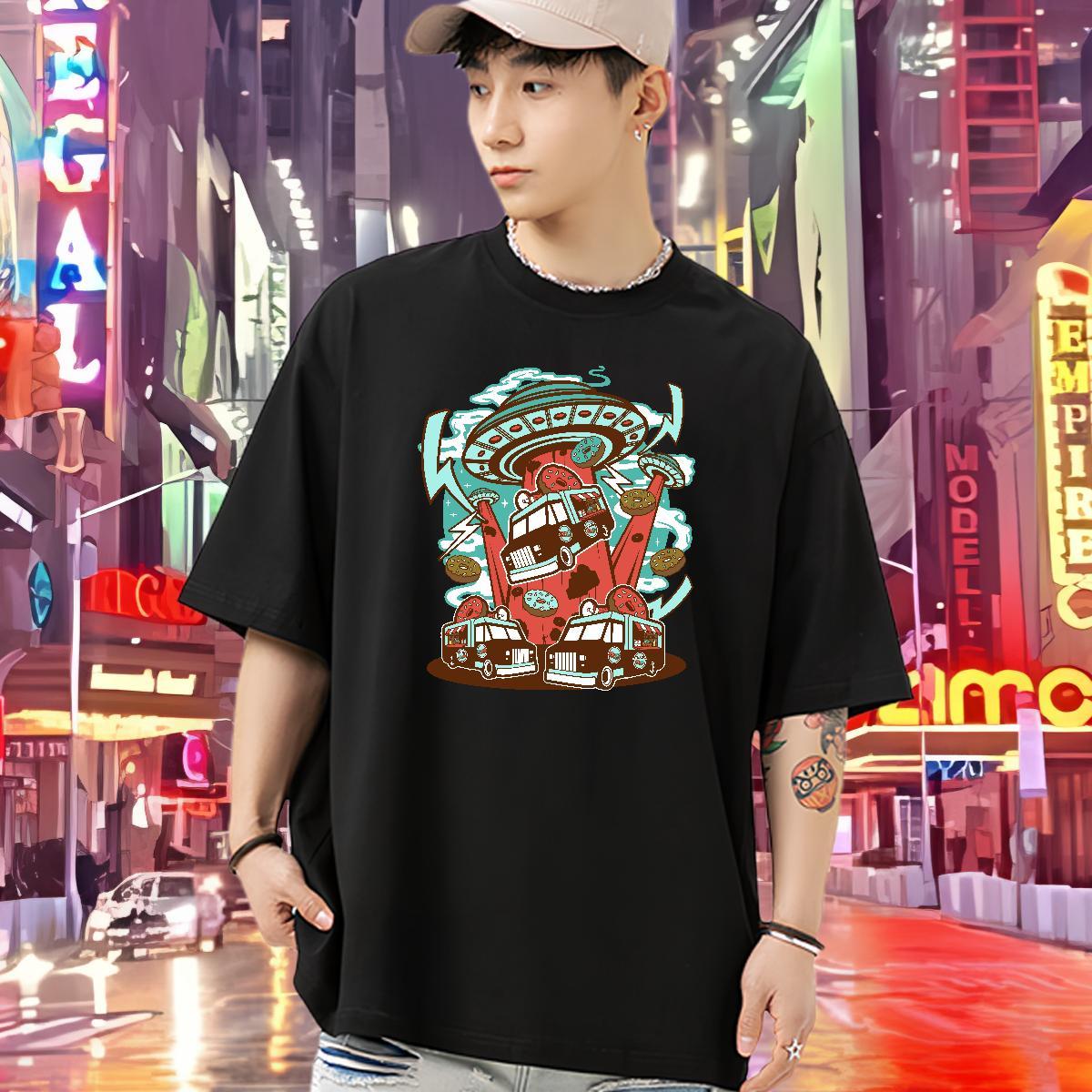 Fashion Casual Man T Shirts ET Tshirts 100% Cotton 230g Street Casual TOP Quality Custom Print Oversized O-Neck Short Sleeve Tshirt for Man Woman