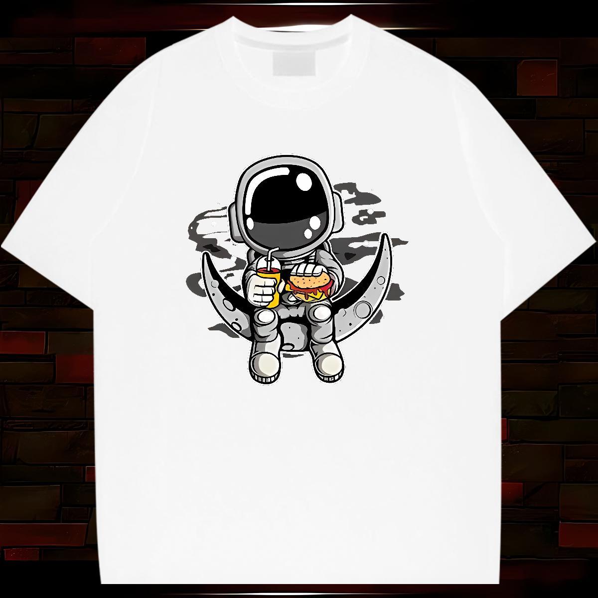Fashion Designer Men T Shirts spaceman Tees Shirts 230g Pure Cotton Beach High Quality DIY Printed Breathable Short Sleeve Men Tops Tees