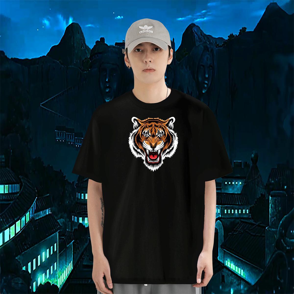Customized Men T Shirts tiger Tops 230g Cotton Casual Daily Wear TOP Quality Oversized 4XL Breathable Tshirt for Man Woman