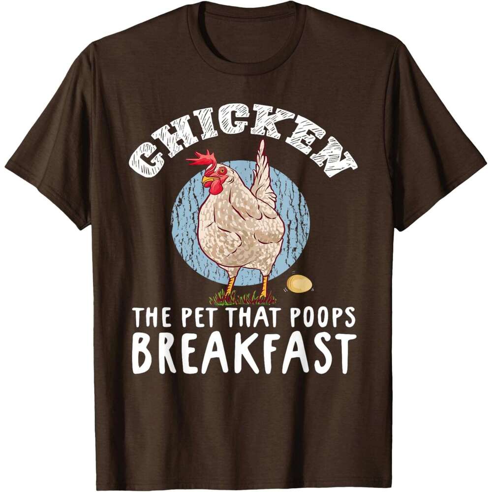 Mens T shirt Chicken The Pet That Poops Breakfast Farmer T-Shirt shirts tshirt graphic tee Casual tops summer clothes Short sleeve Free shipping