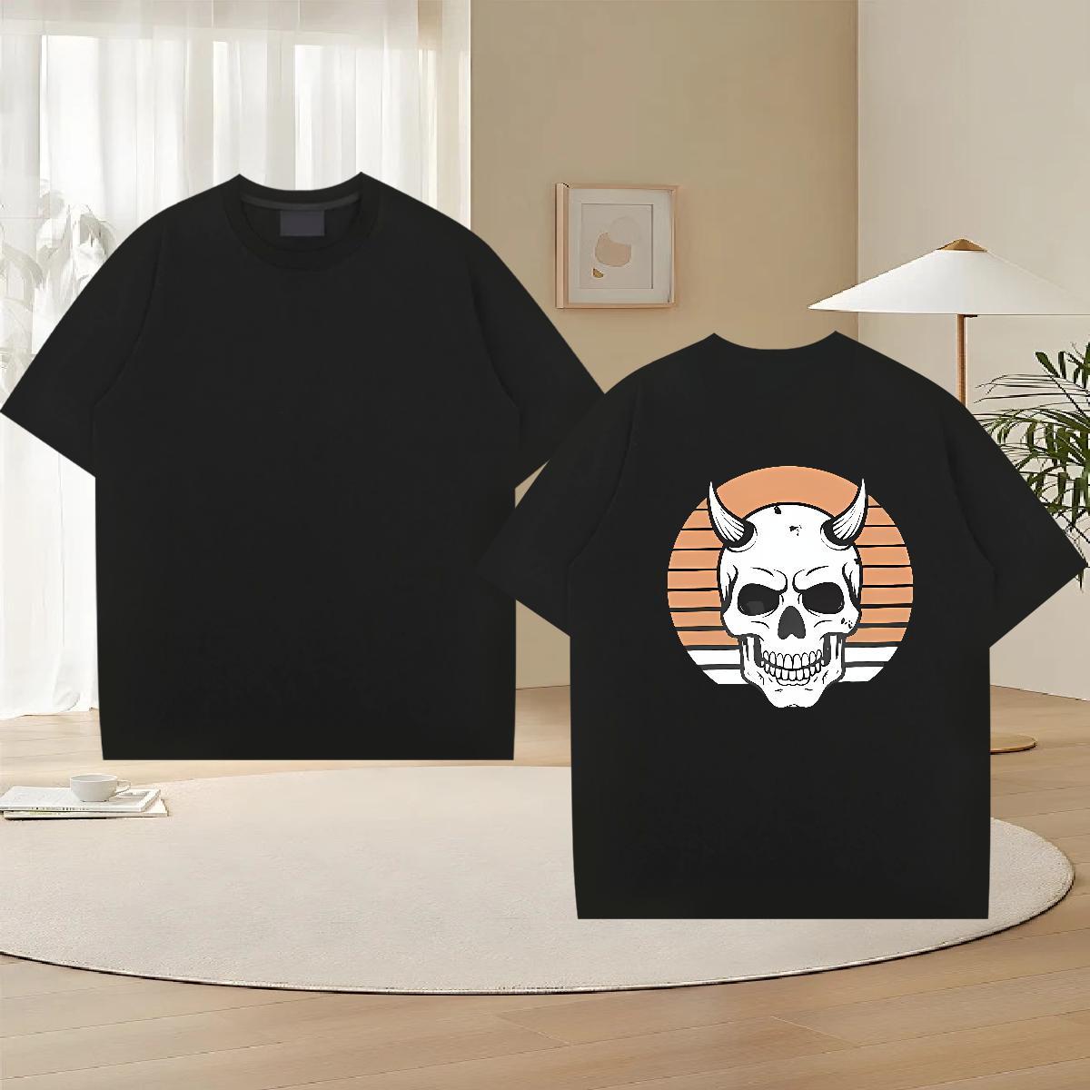 Designer T Shirt For Man skull Tops 100% Cotton 230g Street Casual Classic Cartoon Printing L-4XL Pure Cotton Men Clothes T-Shirt