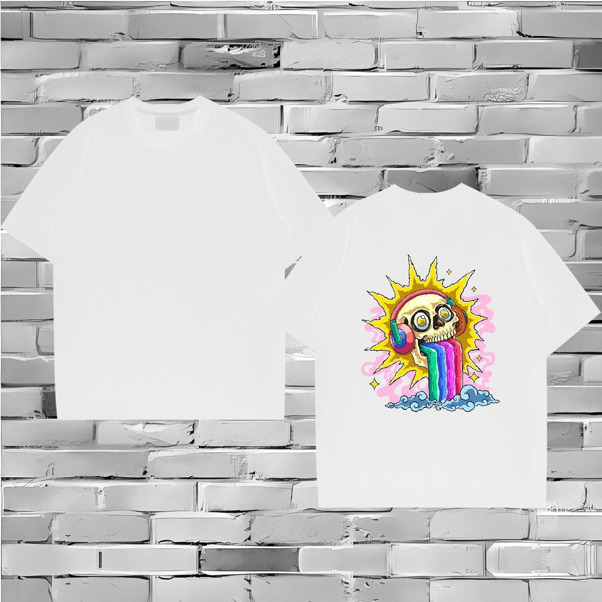 2024 New T shirt skull Clothings 230g 100% Cotton Outdoor Comfortable Custom Printed Breathable Soft Men Tshirts