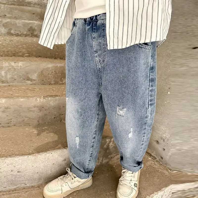 Jeans Boys Jeans New Childrens Fashion Trousers With Broken Holes For Small And Medium Sized Boys Cool Casual Pants