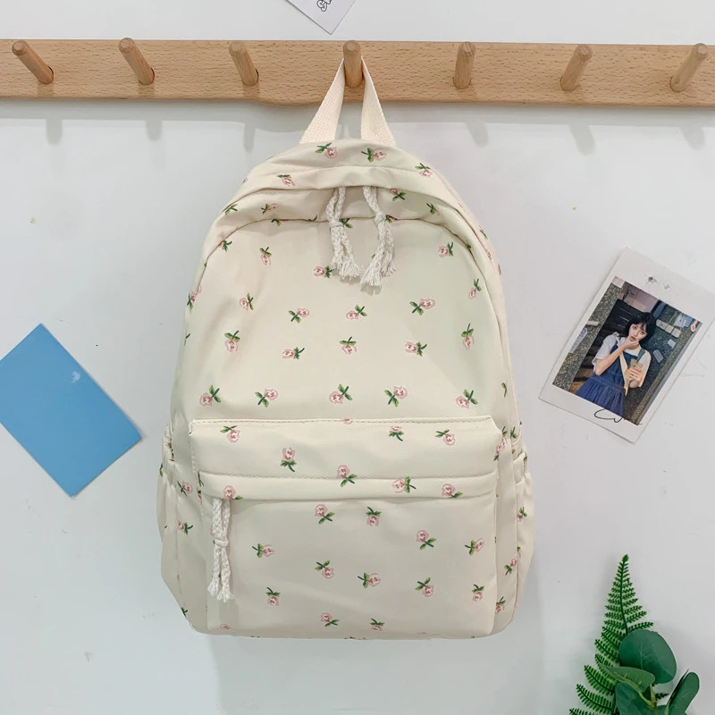 Leisure Flower Student School Bag Waterproof Nylon Backpack Large Capacity Book Stationery Organizer 240807