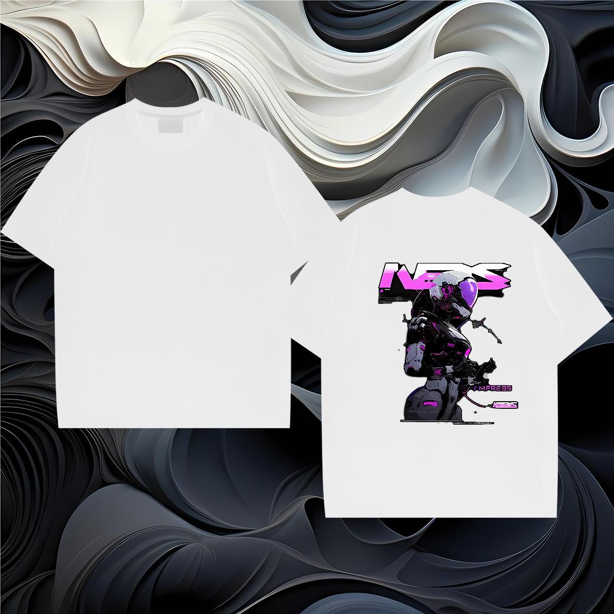 Classic Men T Shirts robot Wear 230g Cotton High Street Hip Hop Unisex Skull Breathable Men Tops Tees