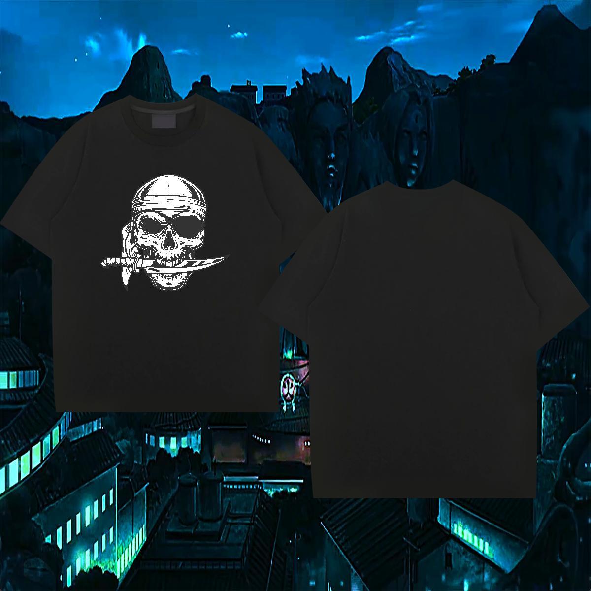 Designer T-Shirts skull Clothes 230g 100% Cotton Street Brand Custom Cartoon Breathable Crew Neck Men Tops Tees