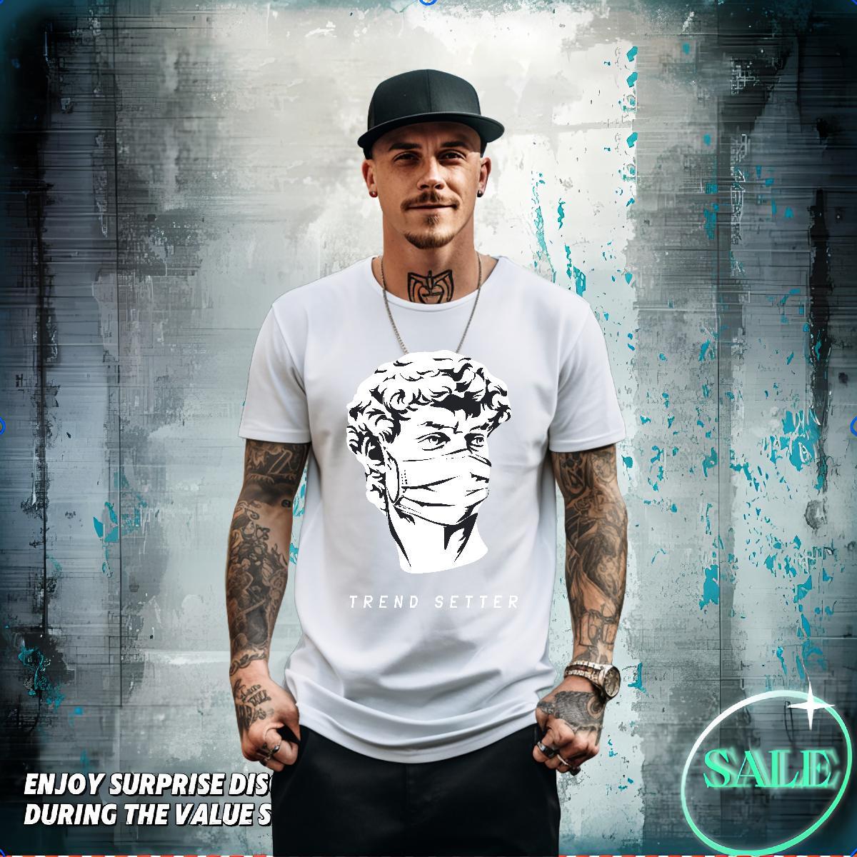 Wholesale T Shirts Men portrait Clothings 230g Pure Cotton Casual Daily Wear Popular Custom Cartoon Round Neck Short Sleeve Men Clothes T-Shirt