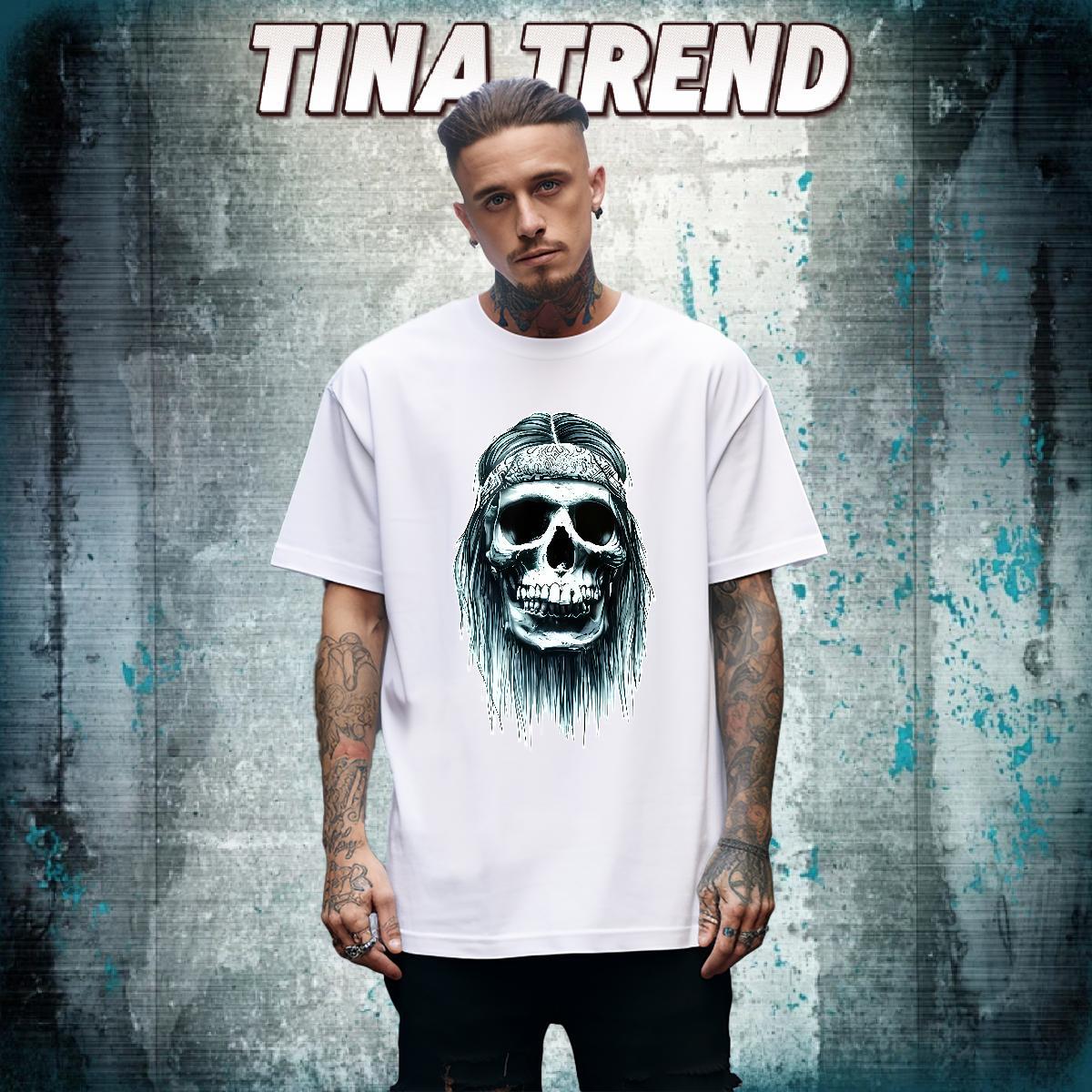 New T-Shirts for Men skull Polos 230g Pure Cotton Hip Hop Cool Design Oversized 4XL Crew Neck Breathable Couples T Shirts