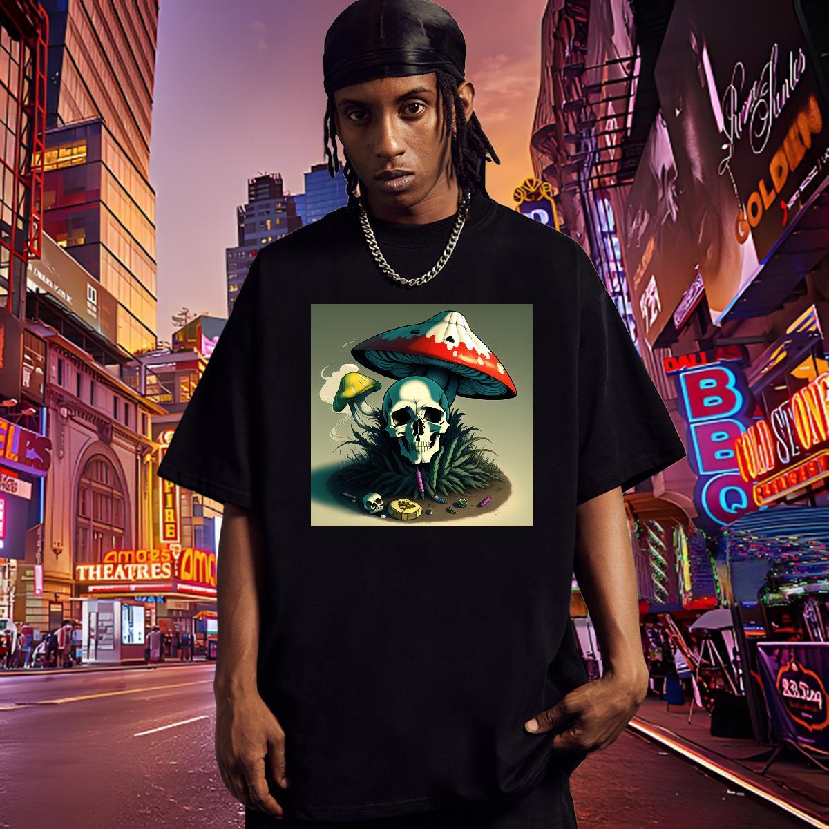 Custom Mens T Shirts skull Top Tees 230g Pure Cotton Spring Summer Loose Custom Print Oversized Crew Neck Breathable Tshirts