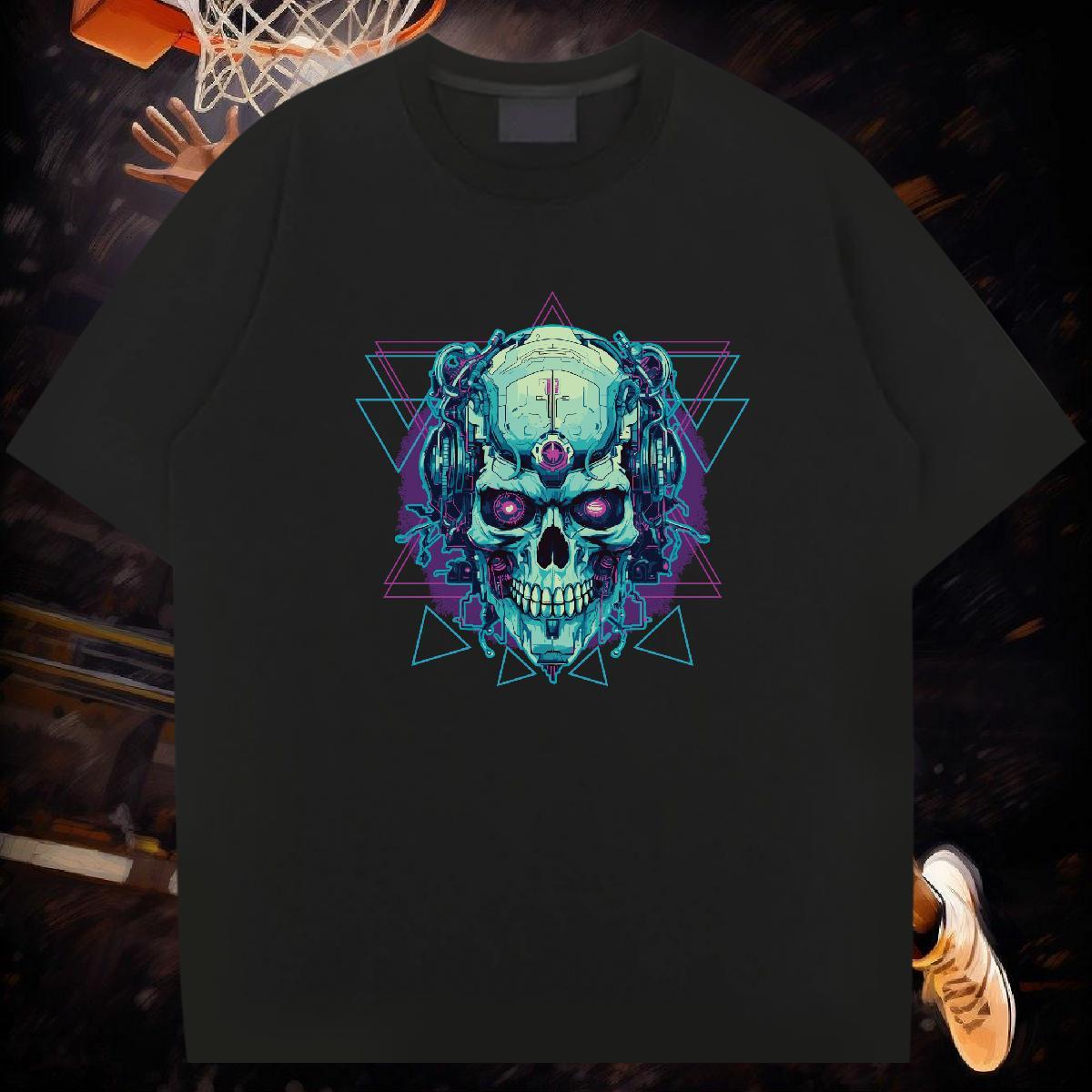 Brand T-Shirts skull Tops 100% Cotton 230g Daily Wear Soft Anime Crew Neck Men Tshirts