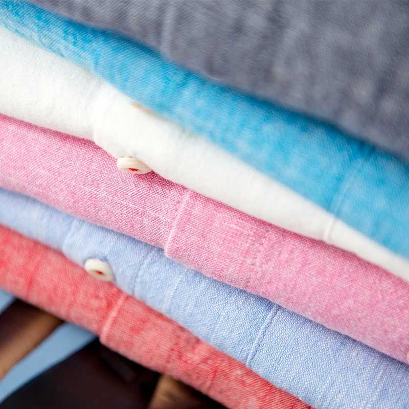Mens Classic Cotton Linen Long Sleeve Shirts Japanese Style Comfortable Breathable Casual Fashion Slim Button Down Washed ShirtsM240807