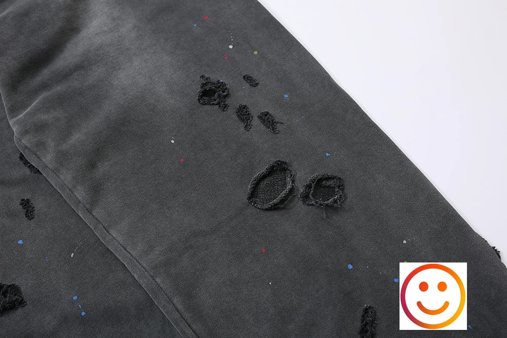Hole Damage NEIGHBORHOOD NBHD Sweatpants Casual Loose Trousers Men Women High Quality Heavy Retro Wash Splashing Ink Track Pants 240806