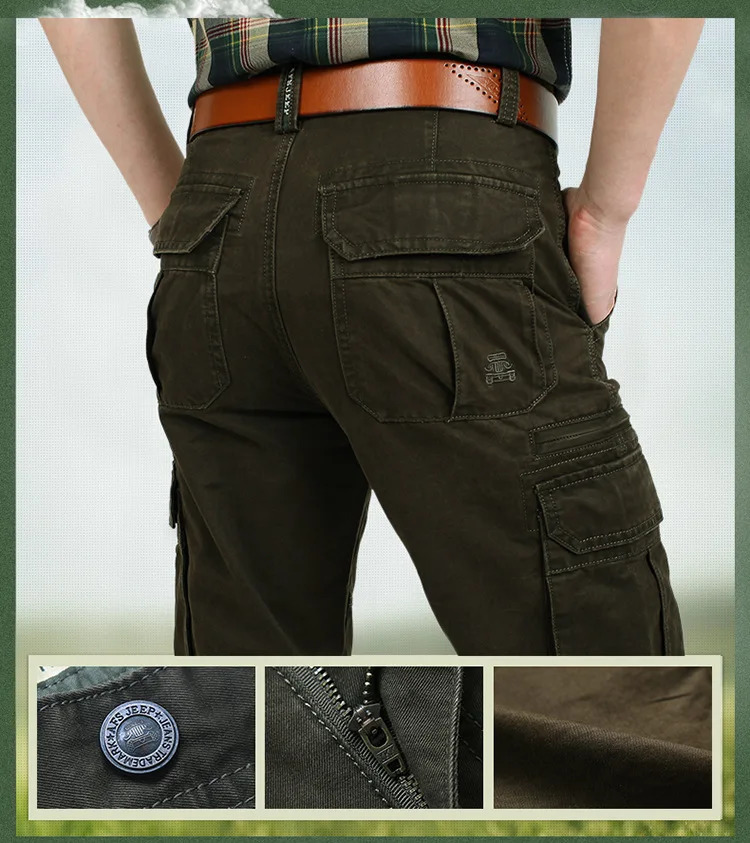Men Cargo Pants Army Green Multi Pockets Combat Casual Cotton Loose Straight Trousers Military Tactical pants 240806