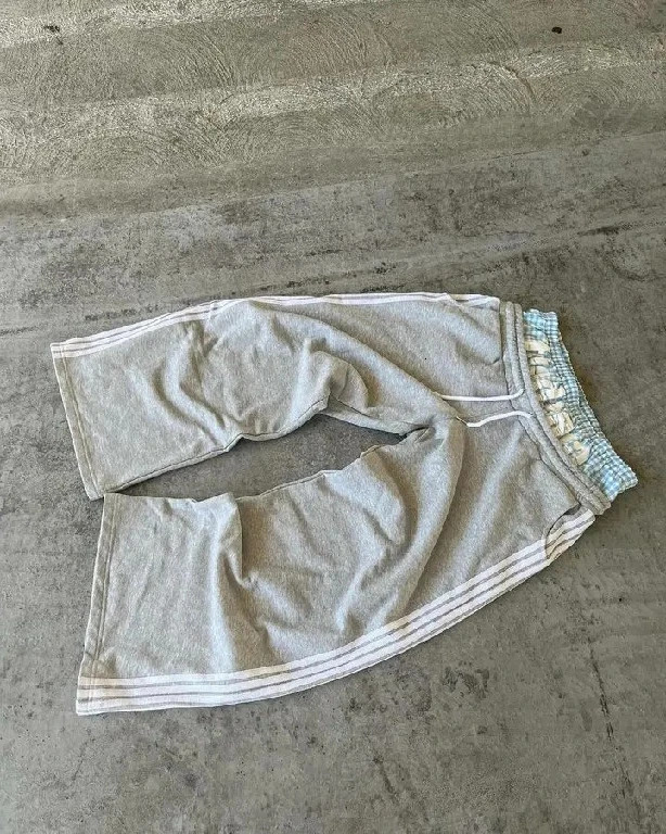 Streetwear Sweatpants Y2K Mens Womens Harajuku Hip Hop Double Layer Stripe Embroidery Baggy Elastic Waist Jogging Casual Pants Z260314