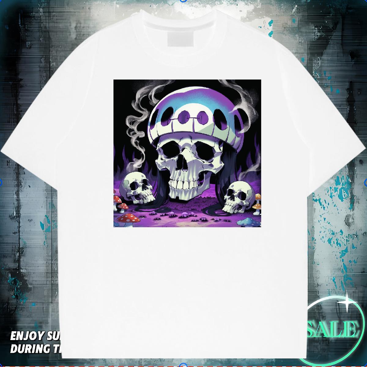 Factory Direct T shirt skull Polos 100% Cotton 230g Daily Wear TOP Quality Cartoon Printing L-4XL Breathable Crew Neck Men Tshirts