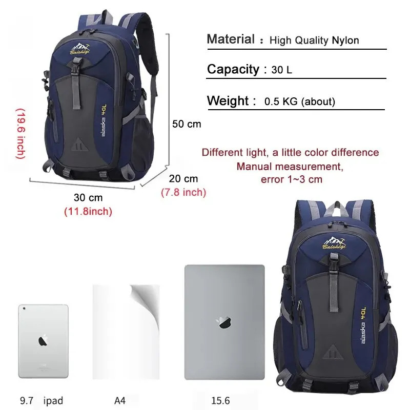 Classic mens backpack nylon waterproof leisure outdoor travel hiking camping mountain sports bag 240807