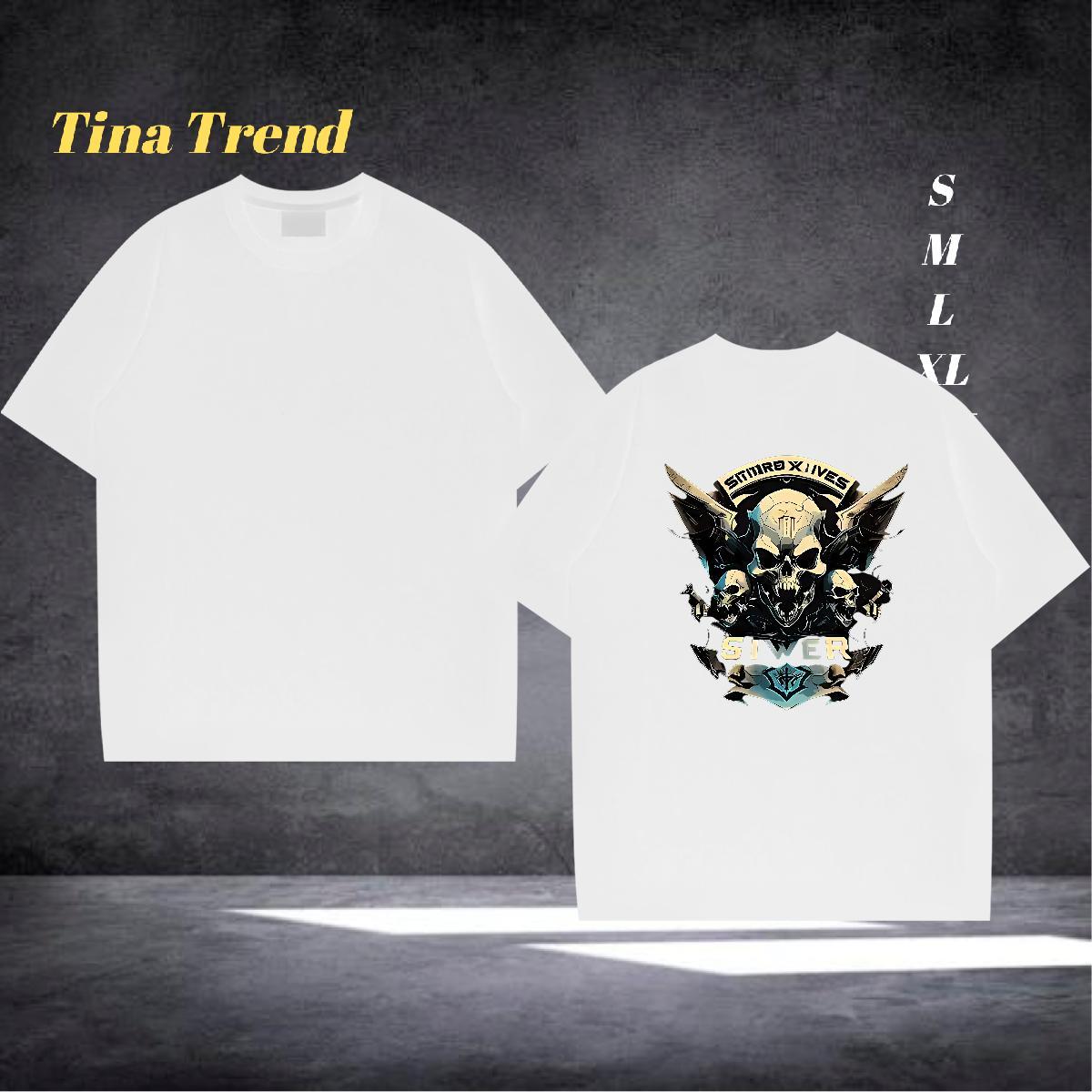 DIY T shirt skull Tops Shirt 230g Pure Cotton Hip Hop Street Unisex Graphic Crew Neck Men Tops Tees