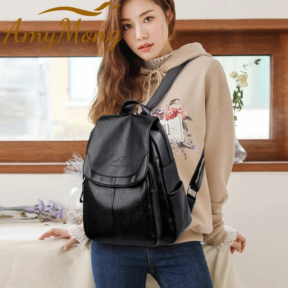 Large capacity travel backpack Rucksacks Mochila womens leather bag 240807