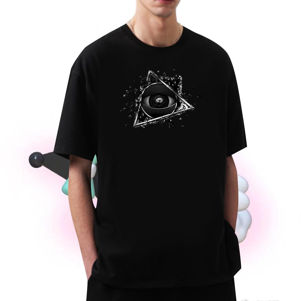 Factory Direct T Shirts Men eye of the devil Tees Shirts 100% Cotton 230g Casual Beach Brand Custom Print Oversized Breathable Crew Neck Men Clothes T